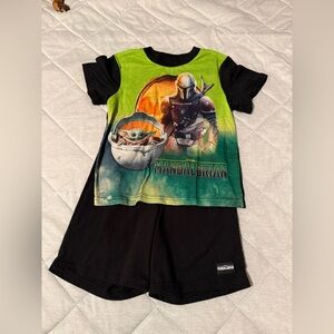 Star Wars The Mandalorian Green Black Kids Pajama Set
